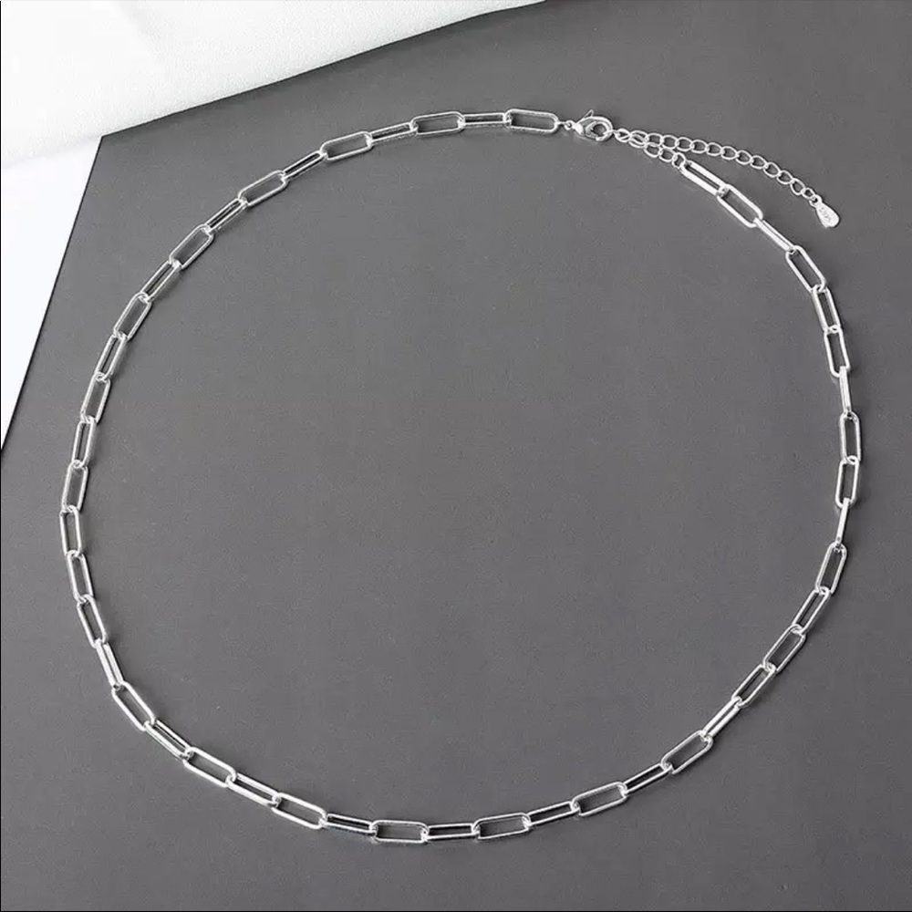 New 925 Sterling Silver Paperclip Chain Necklace